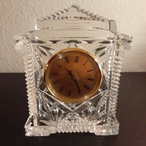 Illusions Handcut Czech Crystal 6" Quartz Mantle/Desk Clock